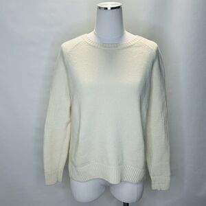 Athleta Wool Cashmere Textured Sweater Crew Neck Women’s Small Ivory Off White